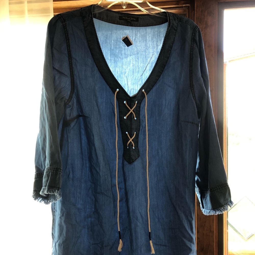 Michael Stars Large Tercel denim midi dress NWT